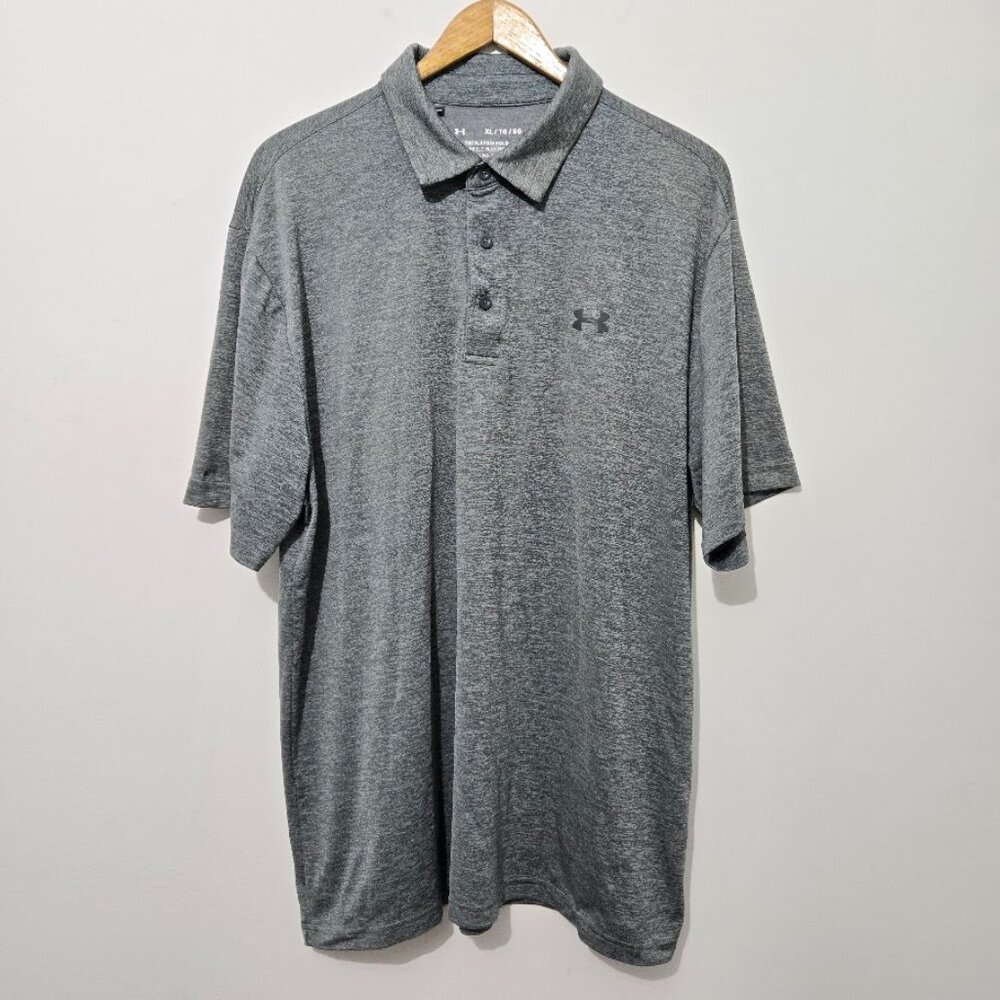 Under Armour Mens Gray Playoff Polo Size XL Loose Performance Golf Short Sleeve
